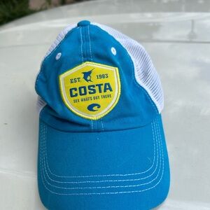 Costa Teal and White Cap with Yellow Patch